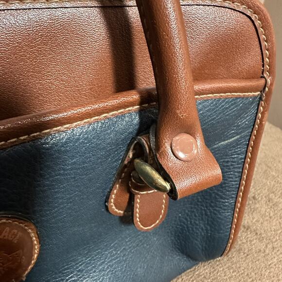 Vintage Carriage House Leather Purse Handbag Tan & Navy Many Pockets - Picture 4 of 16